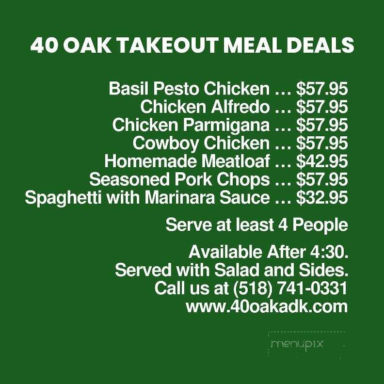 40 Oak Classic American Grille - Queensbury, NY menu_pic