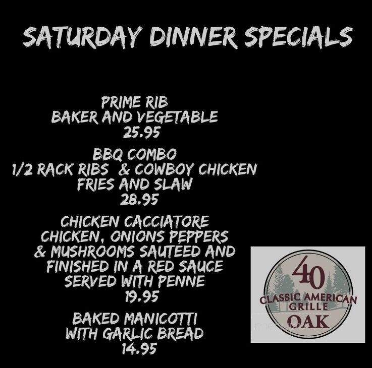 40 Oak Classic American Grille - Queensbury, NY menu_pic