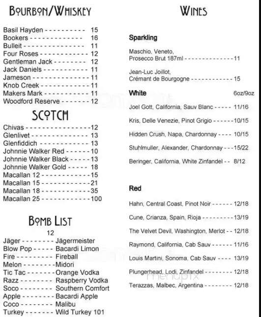 Elaine's Dueling Piano Bar - Asheville, NC menu_pic