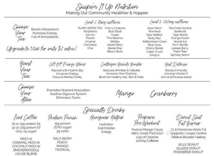 Shape'n It Up Nutrition - Wichita, KS menu_pic