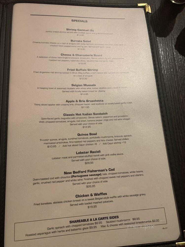Brick Alley Pub & Restaurant - Newport, RI menu_pic