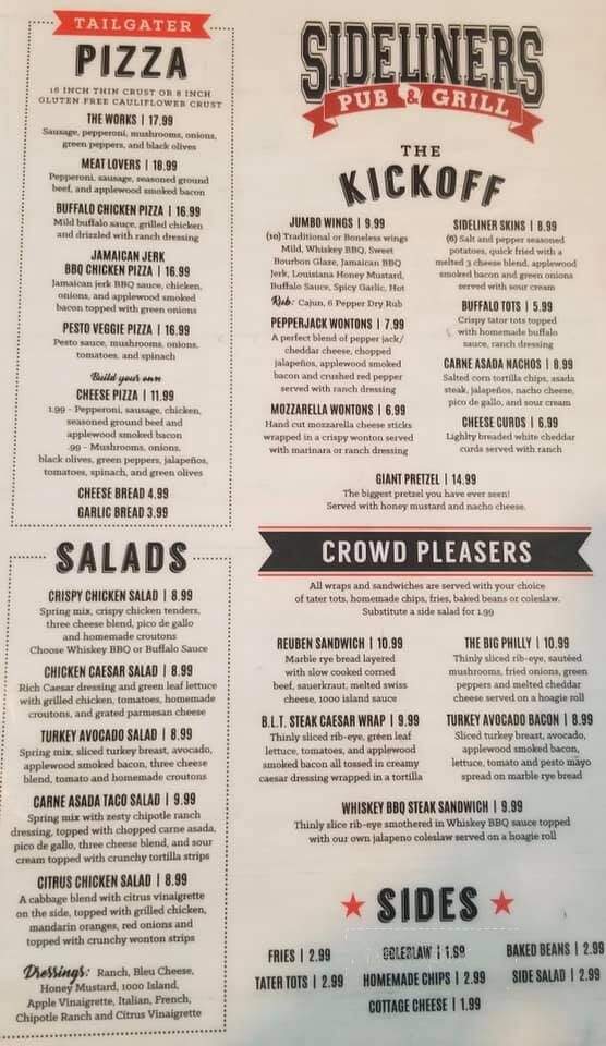 Sideliners Pub and Grill - Mukwonago, WI menu_pic
