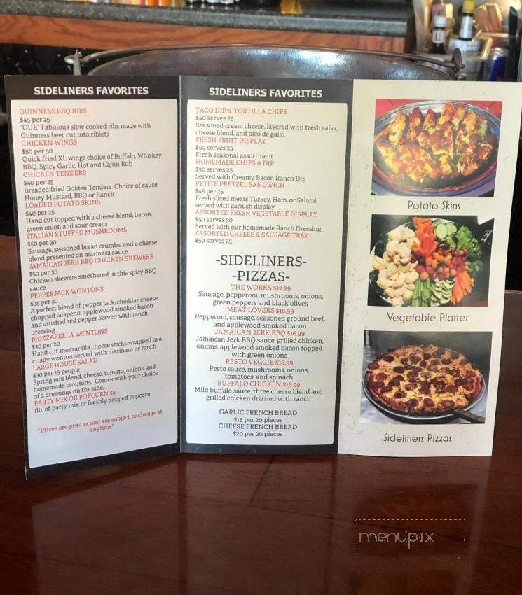 Sideliners Pub and Grill - Mukwonago, WI menu_pic