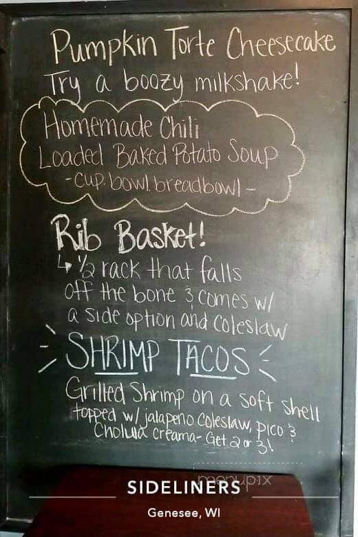 Sideliners Pub and Grill - Mukwonago, WI menu_pic