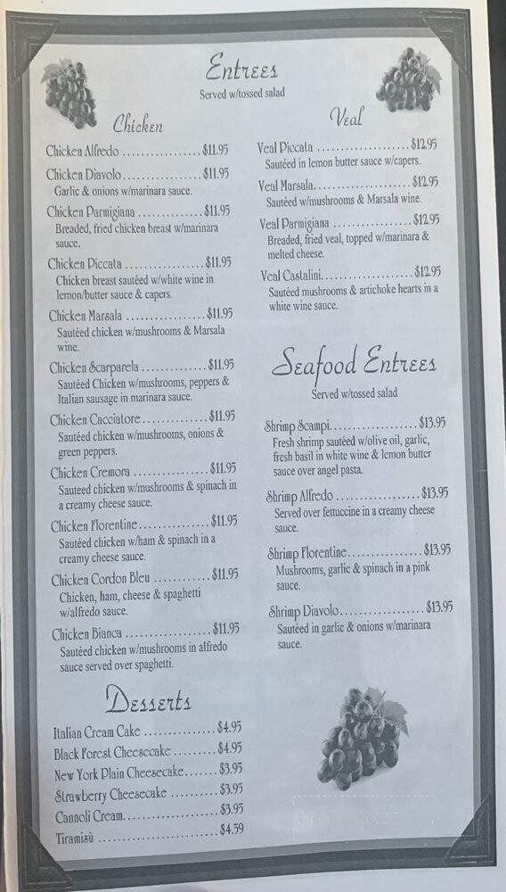 Frenkie's Pasta & Pizza - Hillsboro, TX menu_pic