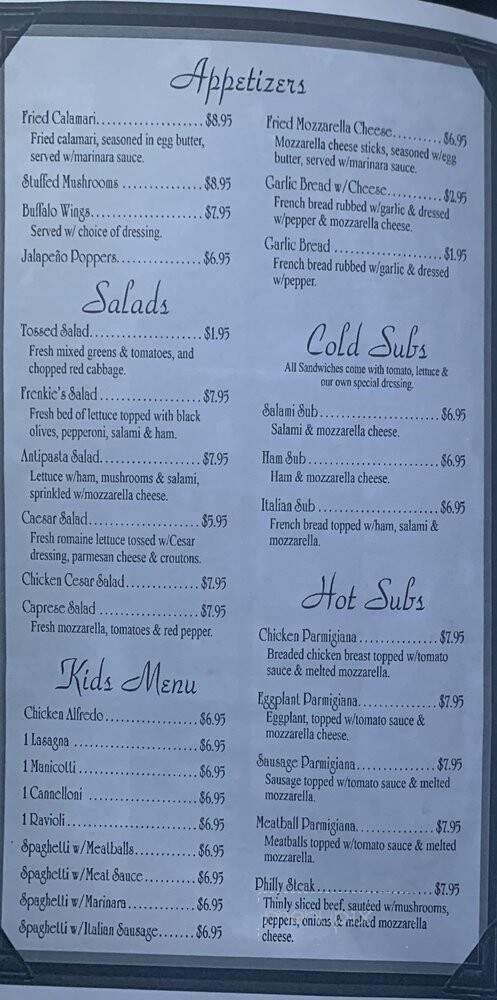 Frenkie's Pasta & Pizza - Hillsboro, TX menu_pic