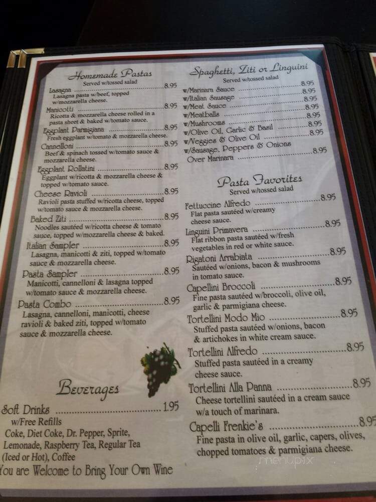Frenkie's Pasta & Pizza - Hillsboro, TX menu_pic