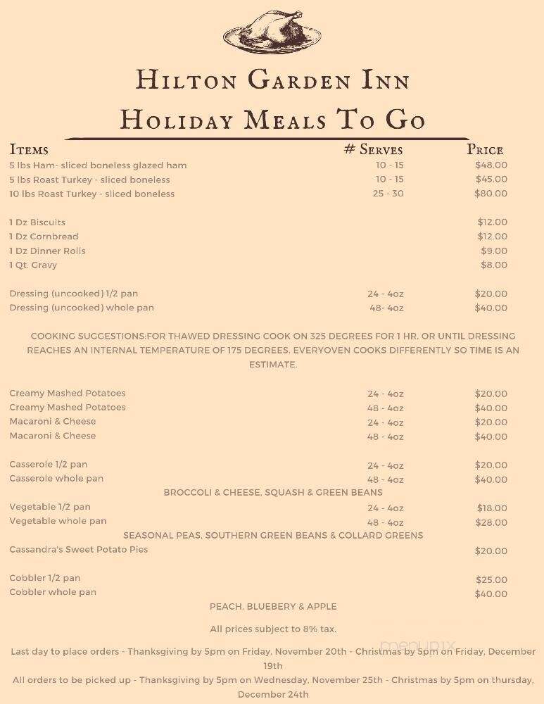 Hilton Garden Inn , Amerian Grill - Tifton, GA menu_pic