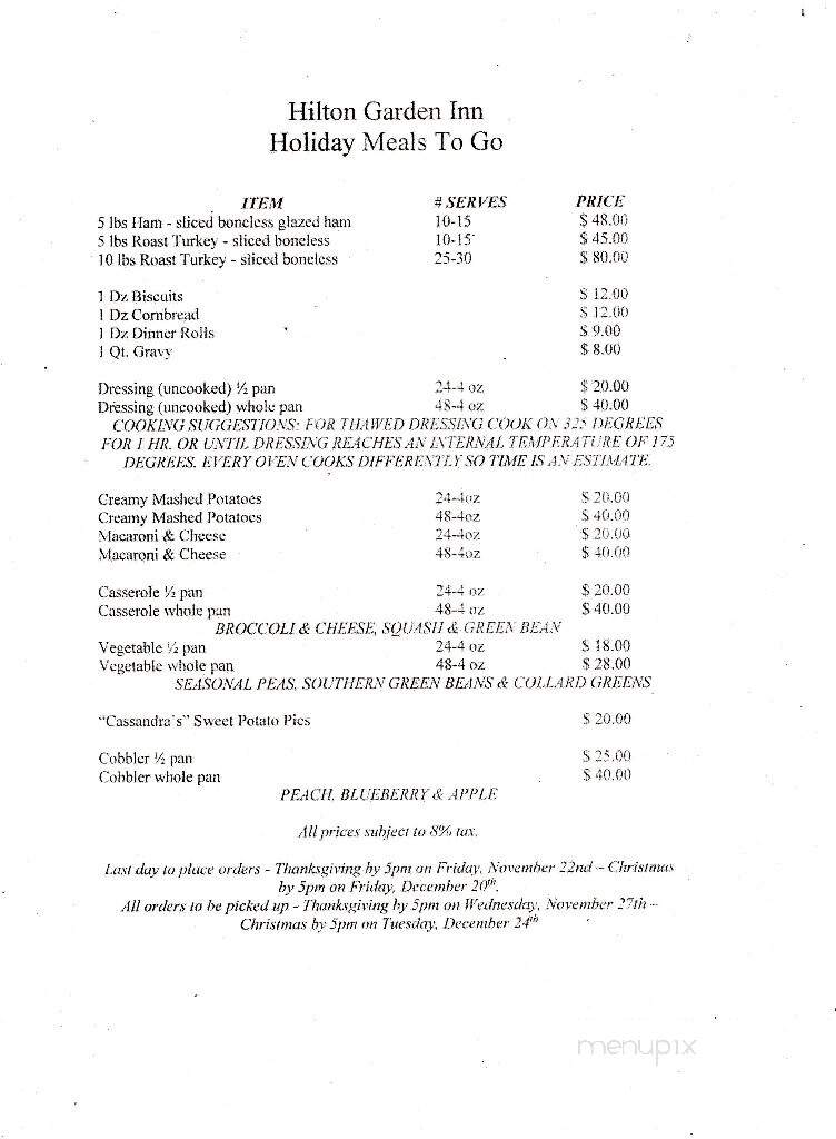 Hilton Garden Inn , Amerian Grill - Tifton, GA menu_pic