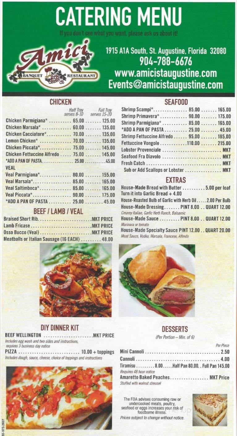 Amici Italian Restaurant - St Augustine, FL menu_pic