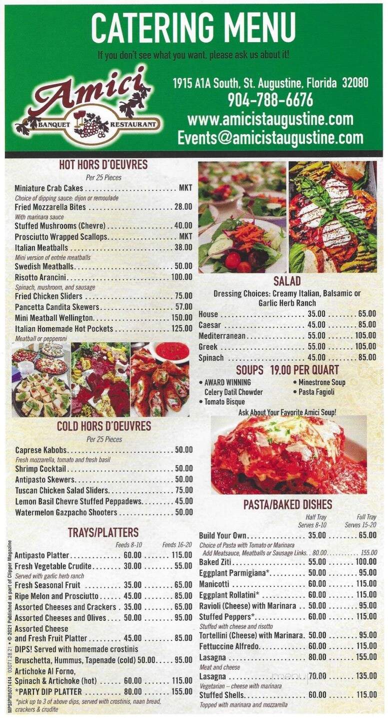 Amici Italian Restaurant - St Augustine, FL menu_pic