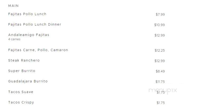 Andale Amigo Mexican Restaurant - Holden, MO menu_pic