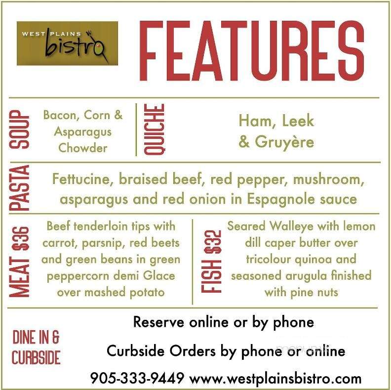 West Plains Bistro - Burlington, ON menu_pic