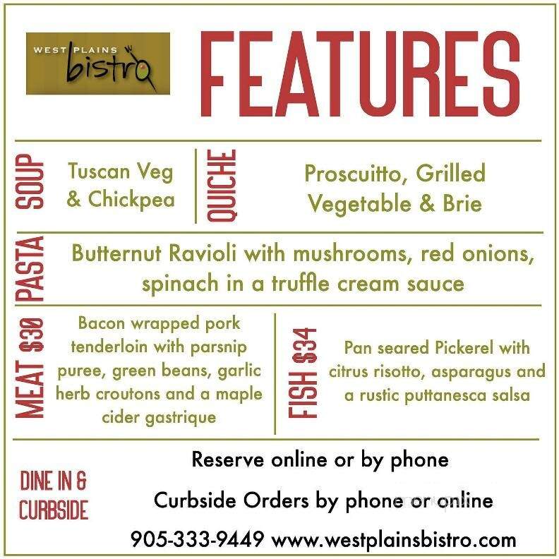 West Plains Bistro - Burlington, ON menu_pic