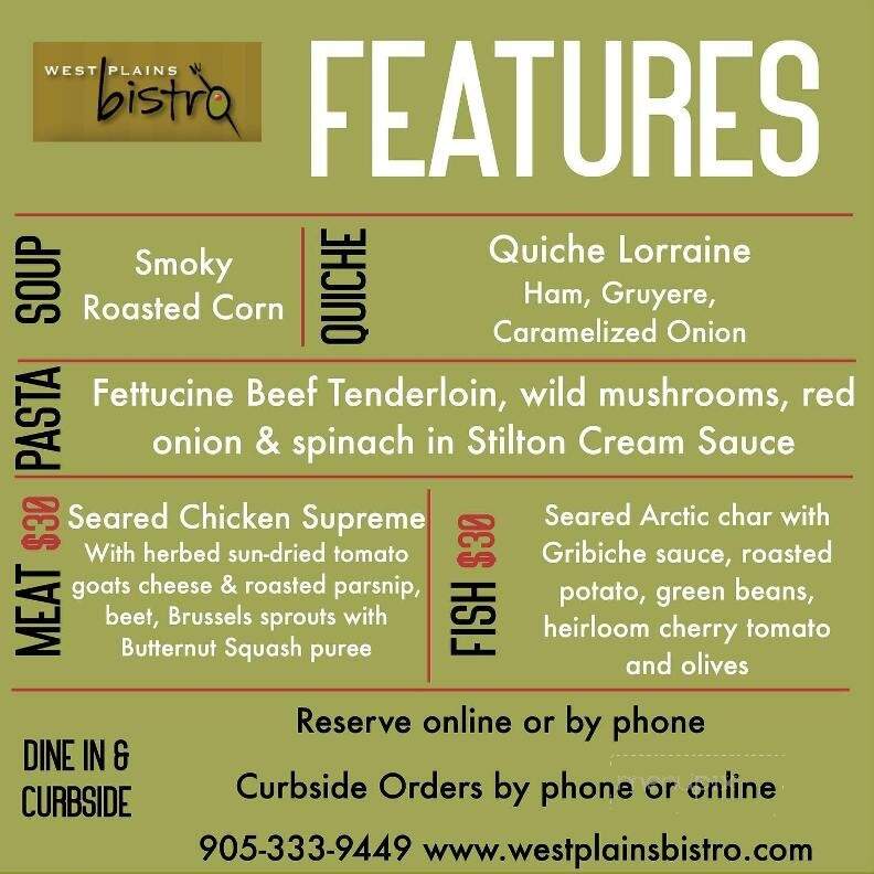 West Plains Bistro - Burlington, ON menu_pic