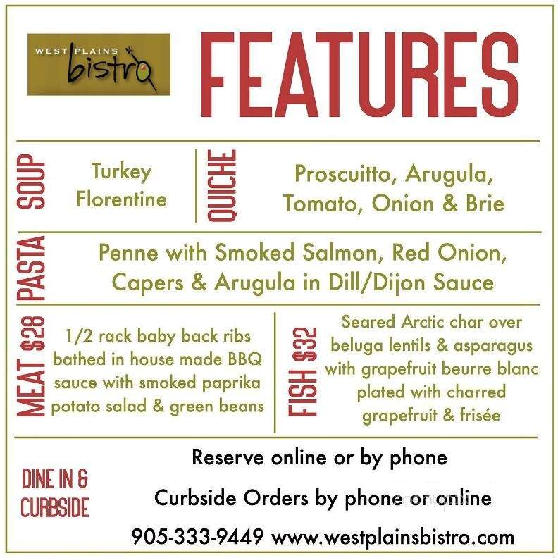 West Plains Bistro - Burlington, ON menu_pic