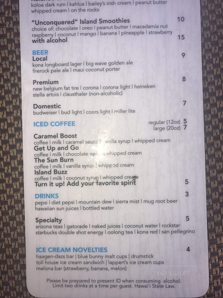 Captain's Bar - Koloa, HI menu_pic