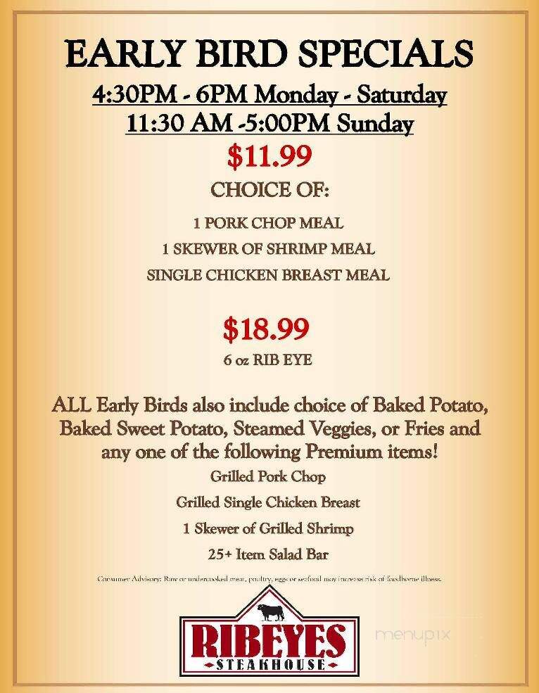 Ribeyes Steakhouse - Mount Olive, NC menu_pic