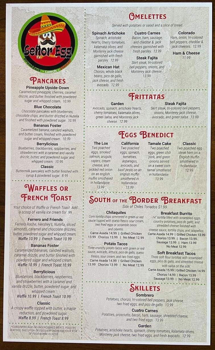 Senor Egg - Williston, ND menu_pic