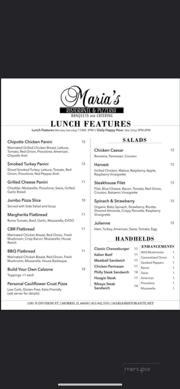 Maria's Pizza Restaurant - Morris, IL menu_pic