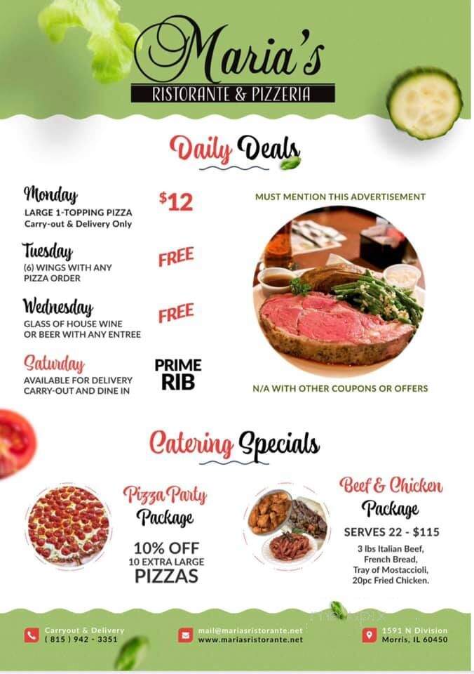Maria's Pizza Restaurant - Morris, IL menu_pic