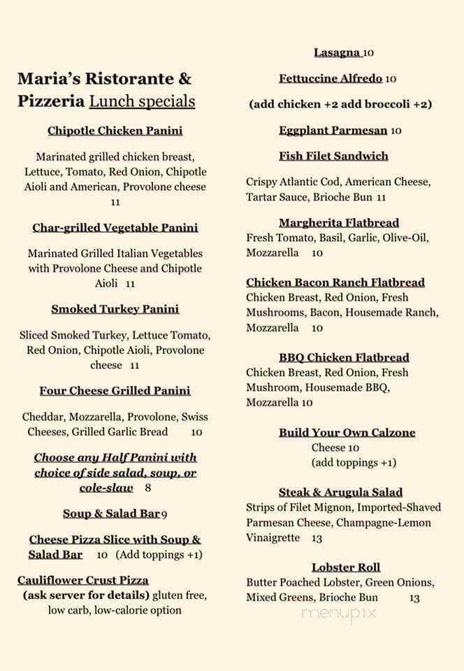 Maria's Pizza Restaurant - Morris, IL menu_pic