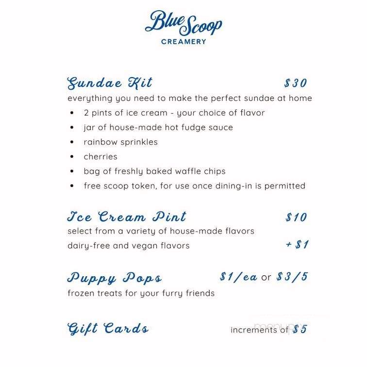 Blue Scoop Creamery - Yorba Linda, CA menu_pic