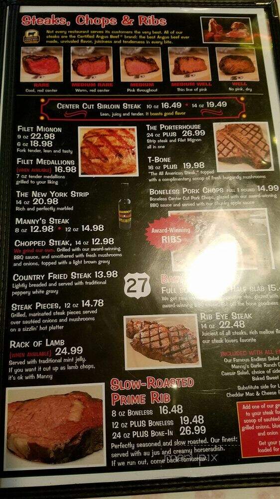 Manny's Original Chophouse - Kissimmee, FL menu_pic