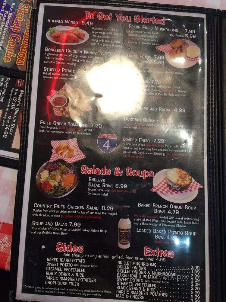 Manny's Original Chophouse - Kissimmee, FL menu_pic