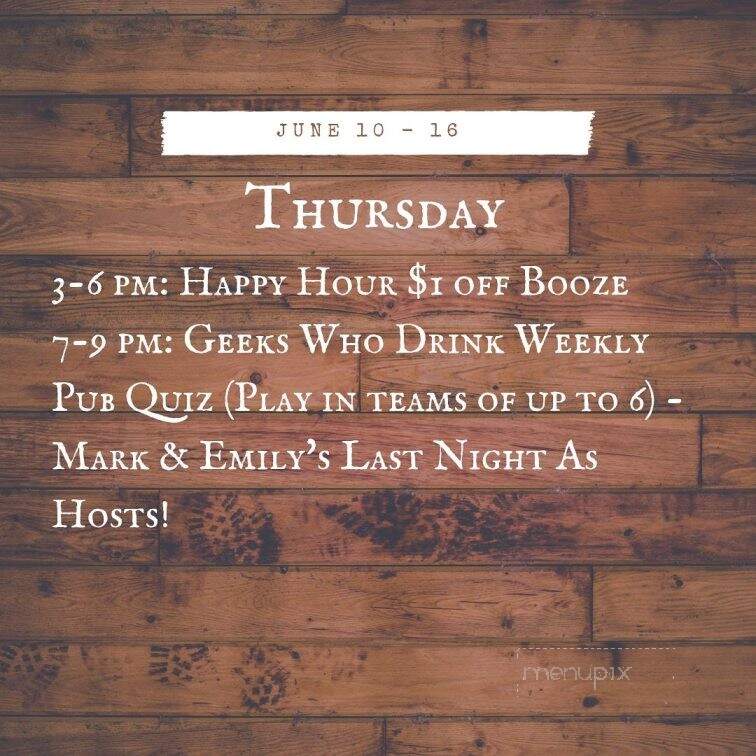 Rough Draft Bar & Books - Kingston, NY menu_pic