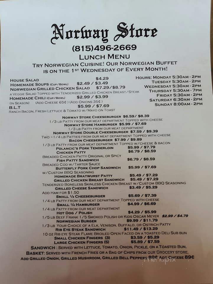 Norway Store Coffee Bar - Sheridan, IL menu_pic