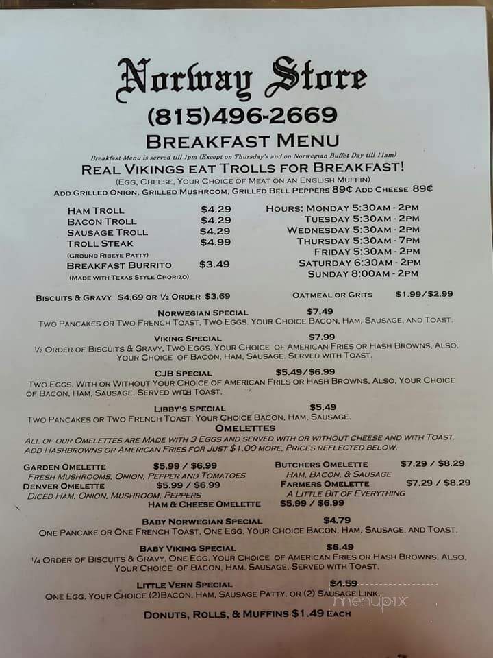 Norway Store Coffee Bar - Sheridan, IL menu_pic