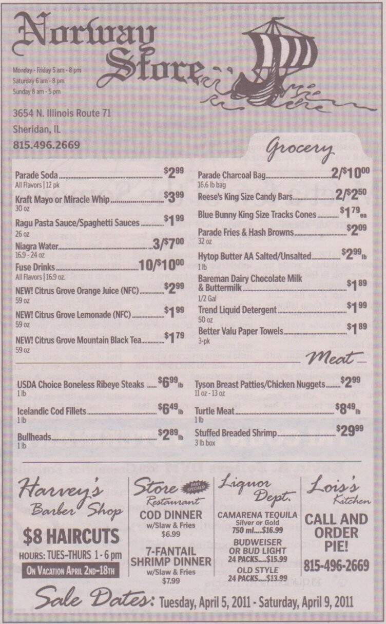 Norway Store Coffee Bar - Sheridan, IL menu_pic
