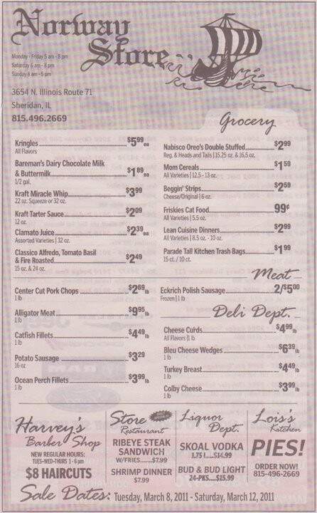 Norway Store Coffee Bar - Sheridan, IL menu_pic