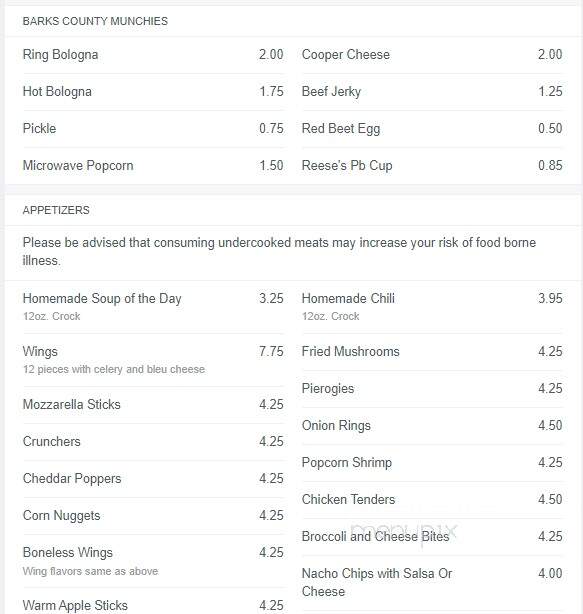 Bertie's Inn - Reading, PA menu_pic