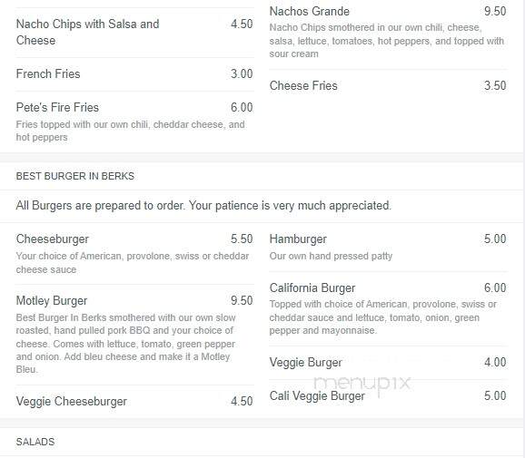 Bertie's Inn - Reading, PA menu_pic