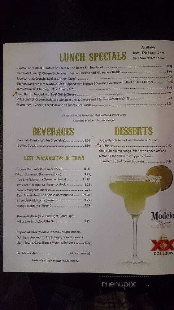 El Rio Grande Mexican Restaurant - Baton Rouge, LA menu_pic