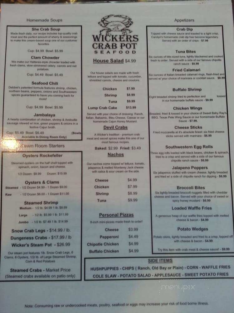 Wicker's Crab Pot Seafood - Chesapeake, VA menu_pic