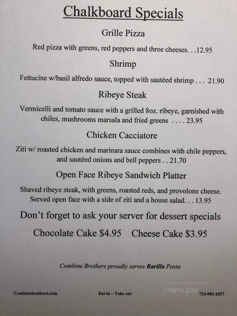Combine Brothers - Hermitage, PA menu_pic