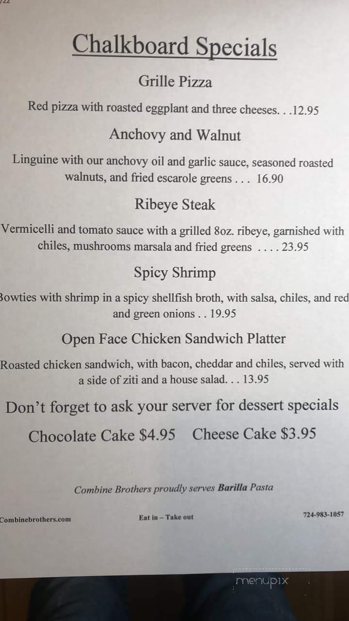Combine Brothers - Hermitage, PA menu_pic