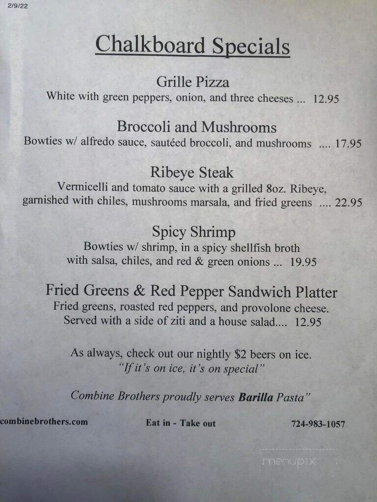 Combine Brothers - Hermitage, PA menu_pic