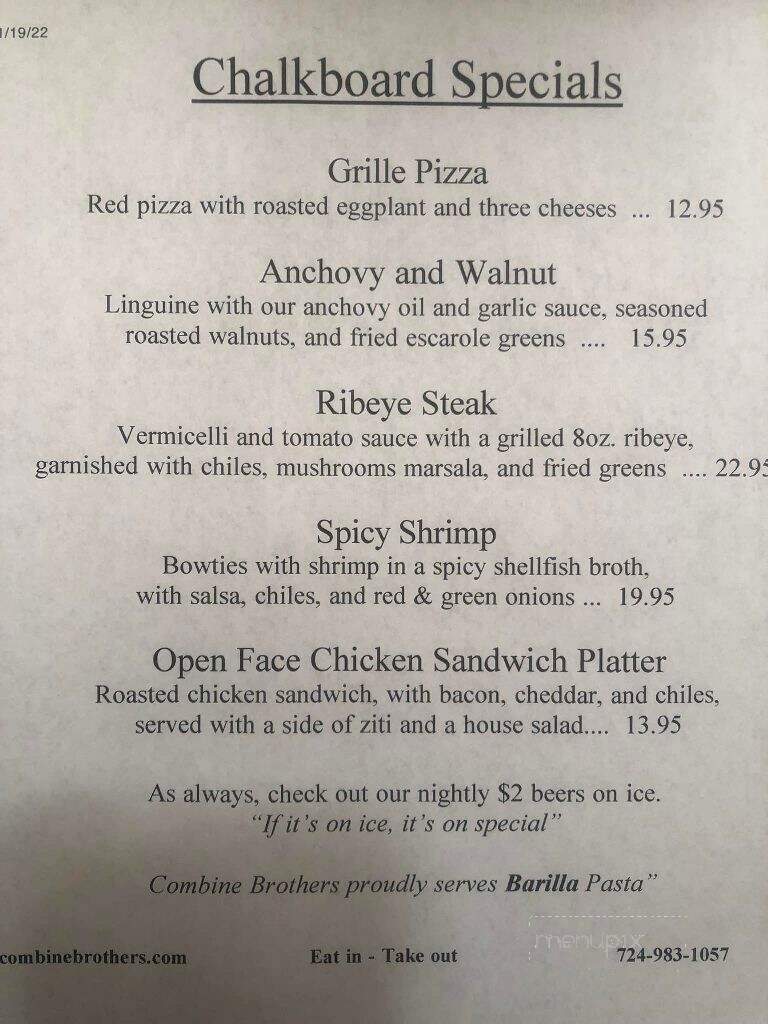 Combine Brothers - Hermitage, PA menu_pic
