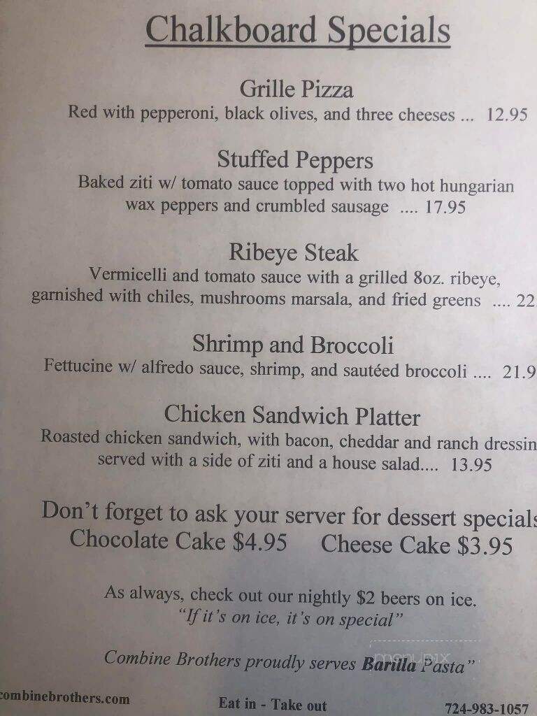 Combine Brothers - Hermitage, PA menu_pic