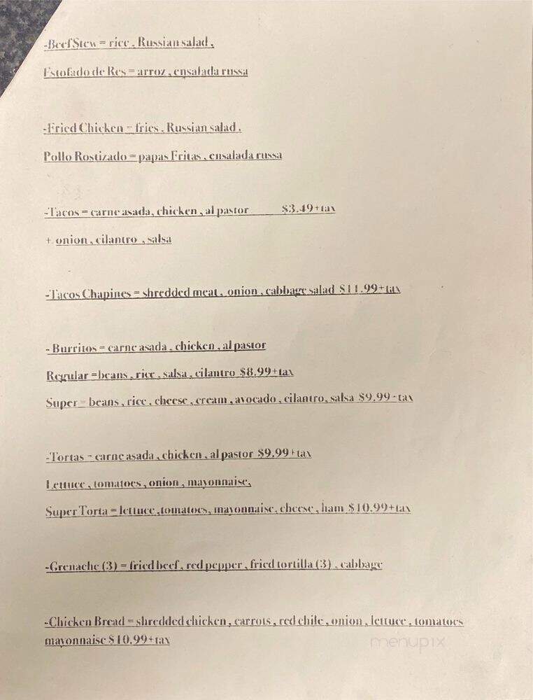 Cocina Antigua - Novato, CA menu_pic