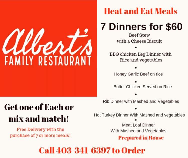 Albert's Family Restaurant - Red Deer, AB menu_pic