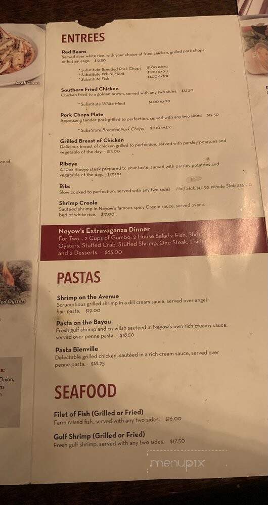 Neyow's menu hotsell