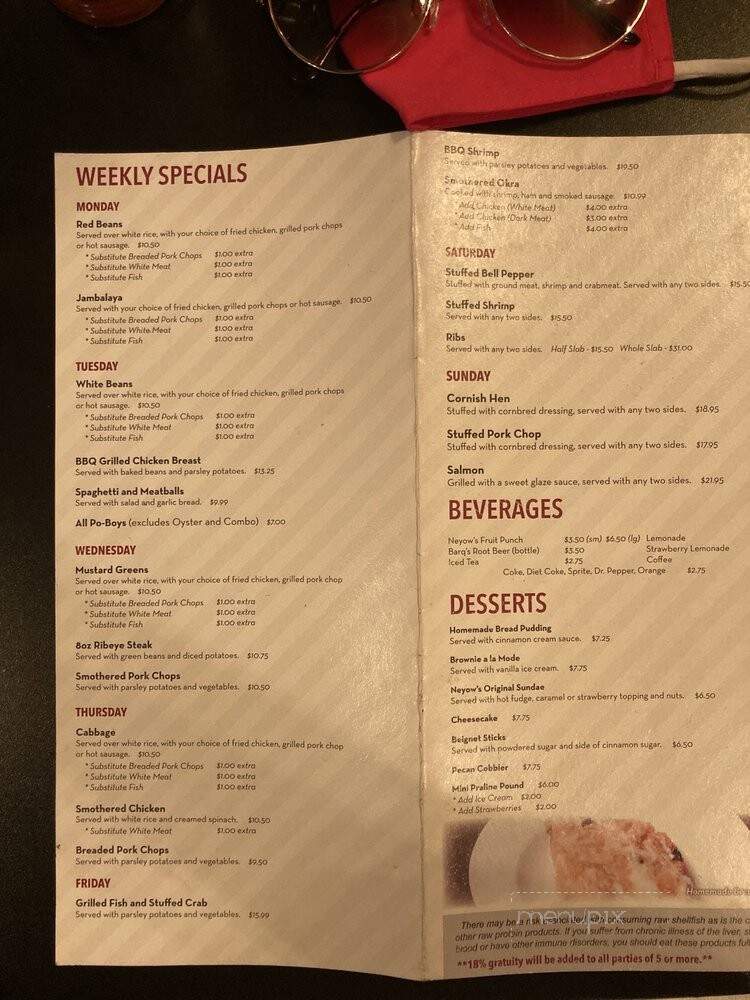 Neyow's Creole Cafe - New Orleans, LA menu_pic