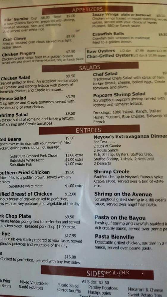 Neyow's Creole Cafe - New Orleans, LA menu_pic