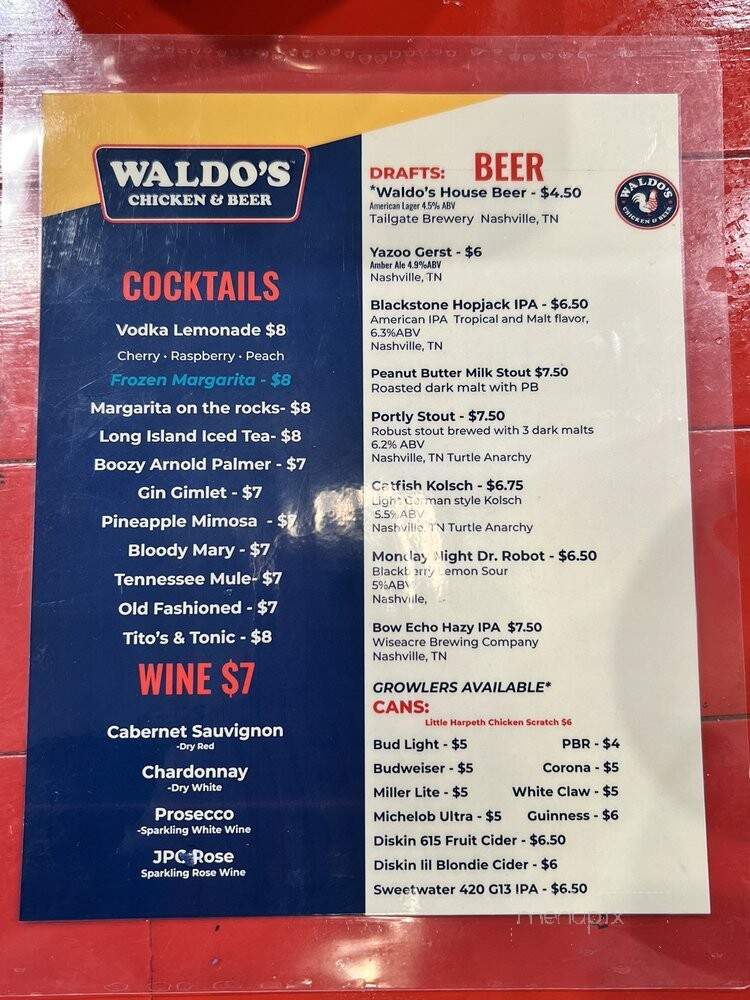 Waldo's Chicken & Beer - Franklin, TN menu_pic