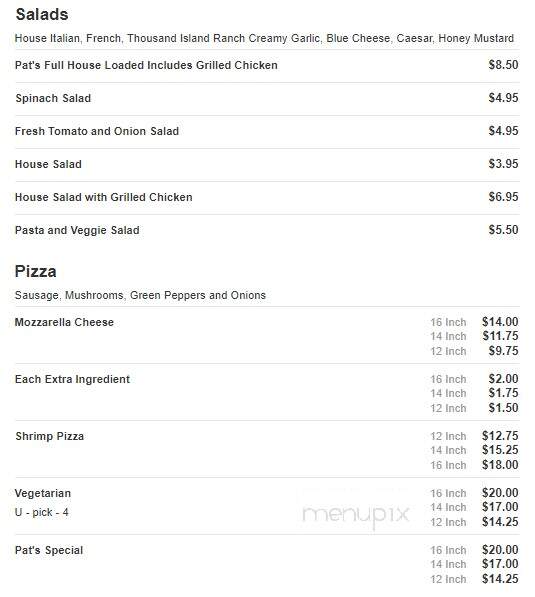 Pat's Pizza - Bear, DE menu_pic